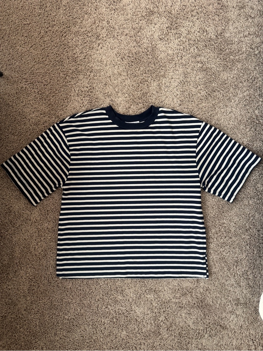 Womens Navy & White Stripe Short-Sleeve Tee